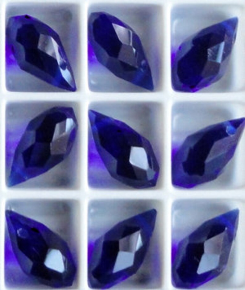 6pc 13mm Thunder Polish Crystal Cobalt Blue Teardrop Pendant Charms