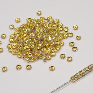 10pc - 4mm Rare Vintage Swarovski Crystal Rhinestone Round Baby Rondelle Bead Spacers