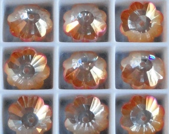 10mm Thunder Polish Crystal Heliotrope 2X Margarita Flower Spacer Rondelle Beads 6pc