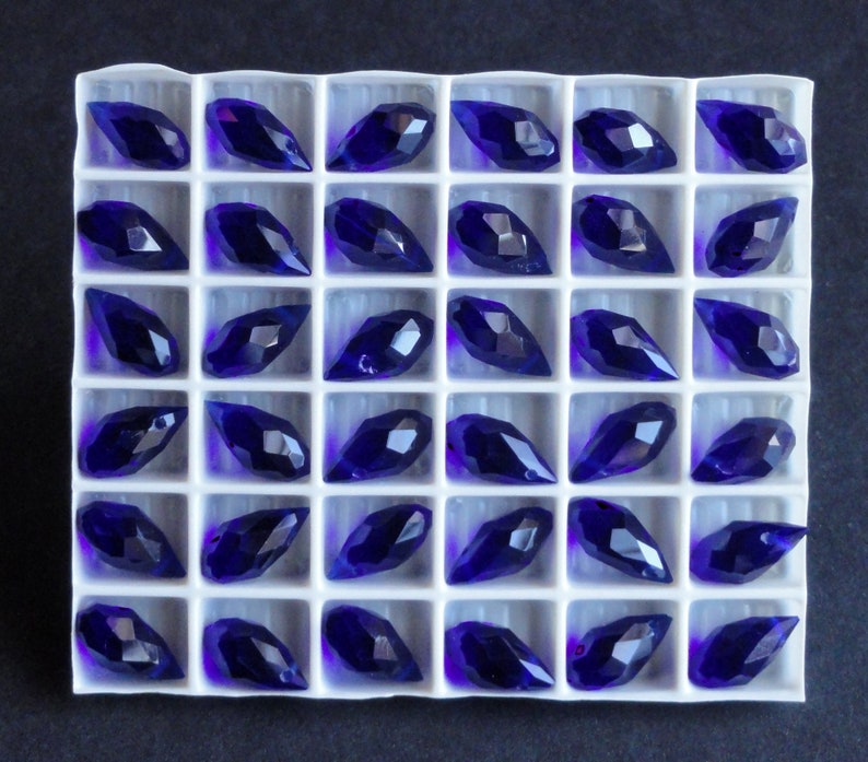 6pc 13mm Thunder Polish Crystal Cobalt Blue Teardrop Pendant Charms