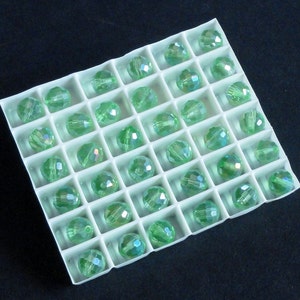 12pc - 6mm Thunder Polish Crystal Light Peridot Green AB 2X Facet Disco Ball Spacer Beads
