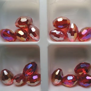 12pc - 6mm Thunder Polish Crystal Faceted Siam AB 2X Rugby Barrel Spacer Beads
