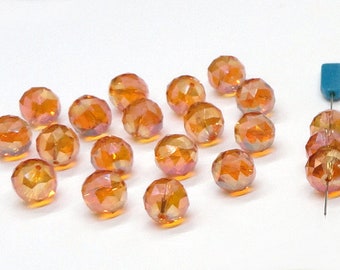 6pc - 15mm Thunder Polish Crystal Wine AB 2X Faceted Ball Focal Spacer Beads