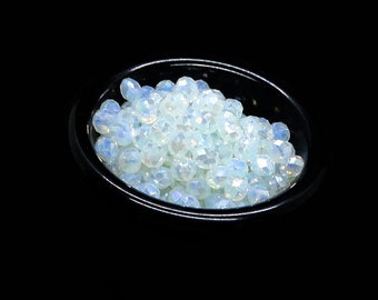24pc - 3mm Faceted WHITE AB Opalite Opal Opalized Round Rondelle Spacer Beads