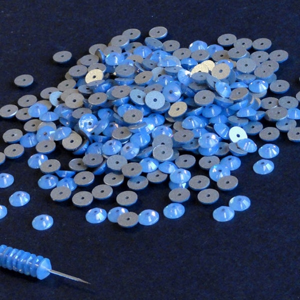 12pc - 5mm Swarovski Air Blue Opal Foiled Round Beads Spacers Sew-On Style 3128 aka 3112 or 3000