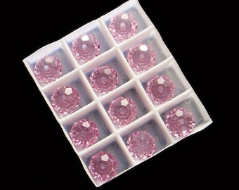 6pc - 6mm Swarovski Crystal Light Rose Faceted Rondelle Beads Spacers Style 5040