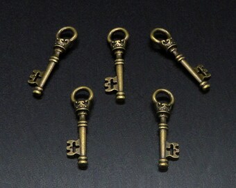 2pc - 34x9mm Tibet Tibetan Bronze Metal Skeleton Key Pendants Charms Drops
