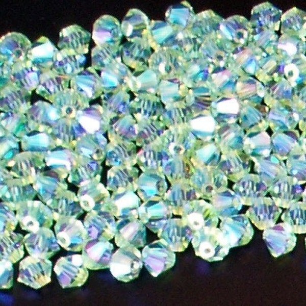 12pc - 6mm Swarovski Crystal Chrysolite AB2X BiCone Spacer Beads Style 5301 aka 5328