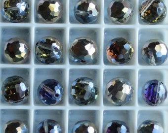 6pc - 9mm Thunder Polish Crystal Volcano 96 Facet Disco Ball Pendant Charm Drops