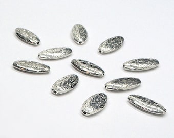 6pc - 28x15mm Vintage Silver Plated Oval Antiqued Intricate SWIRL Design Focal Beads