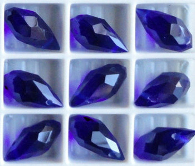 6pc 13mm Thunder Polish Crystal Cobalt Blue Teardrop Pendant Charms