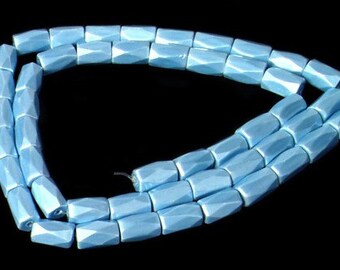 16 inch Strand Magnetic HEMATITE 9mm FACETED Baby Blue Retangle Spacer Beads 50pc to 52pc