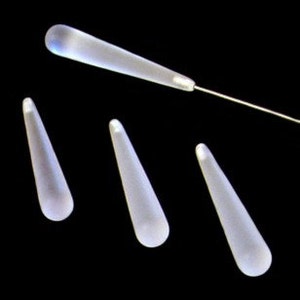 2pc - 38mm Vintage Lucite Crystal White Matte Teardrop Focal Beads