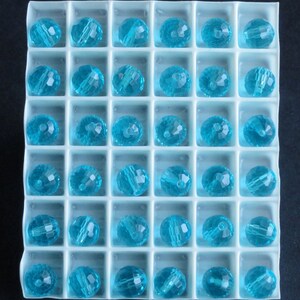 12pc - 8mm Thunder Polish Crystal Aquamarine Blue 96 Facet Disco Ball Spacer Beads