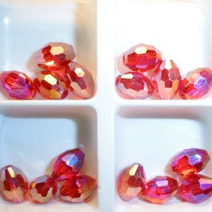 6pc - 9mm Thunder Polish Crystal Faceted Light Siam AB 2X Rugby Barrel Spacer Beads