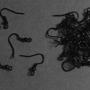 20pc - 20mm Colorized Enameled Jet Black French Hook Earrings Jewelry Findings