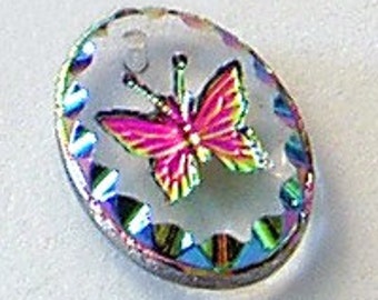 18mm Austrian Crystal VITRAIL MEDIUM Butterfly Pendant Charm Etched Oval Shape