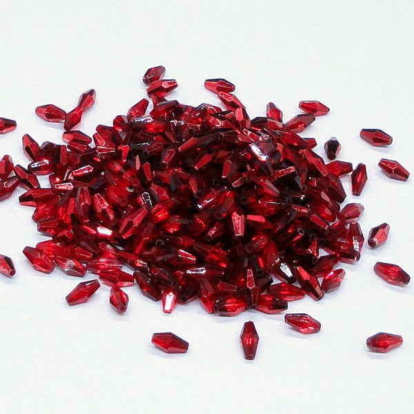 12pc - 6mm Thunder Polish Crystal Faceted METALLIC SCARLET RED Elongated Bicone Spacer Beads