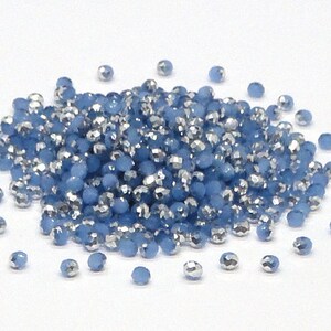 24pc - 3x2mm Thunder Polish Faceted SKY Blue JADE Half Silver CAL Crystal Rondelle Spacer Beads