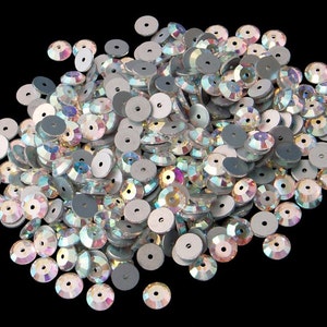 12pc - 8mm Vintage Swarovski Crystal AB Silver Foiled Round Beads Spacers Lochrosen Sew-On Article 3000 aka 3128 or 3112