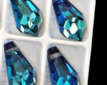 16 preciosa crystal multi faceted pendant drops,18x9mm COATED light siam AB 