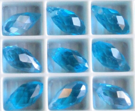 6pc 13mm Thunder Polish Crystal Cobalt Blue Teardrop Pendant Charms