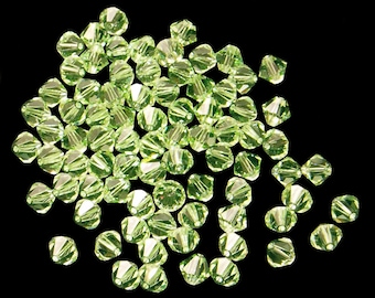 24pc - 4mm Swarovski Crystal Chrysolite BiCone Spacer Beads Style 5301 aka 5328