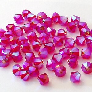 24pc - 4mm Swarovski Crystal Light Siam AB2X BiCone Spacer Beads Style 5301 aka 5328