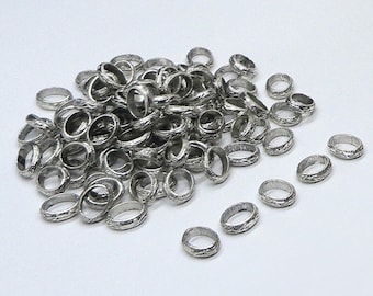8pc - 14x12mm Tibet / Tibetan Silver Metal Oval With Pattern Design Spacer Beads