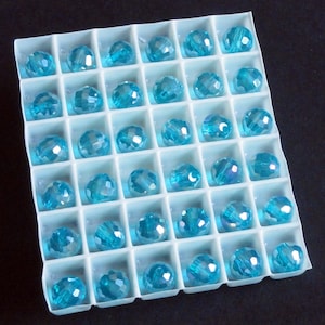 12pc - 8mm Thunder Polish Crystal Aquamarine Blue AB 2X 96 Facet Disco Ball Spacer Beads