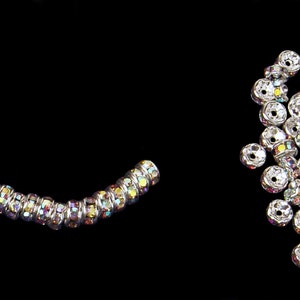 10pc - 5mm Rare Vintage Swarovski Crystal AB Rhinestone Round Baby Rondelle Bead Spacers