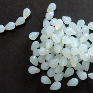 20pc - 5mm Faceted White Opalite Opal Teardrop Spacer Focal Beads