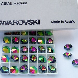 4pc - 12mm Rare Vintage Swarovski Crystal Vitrail Medium Margarita Pendants Article 5110