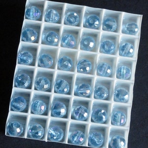 12pc - 8mm Thunder Polish Crystal Light Sapphire Blue AB 2X 96 Facet Disco Ball Spacer Beads