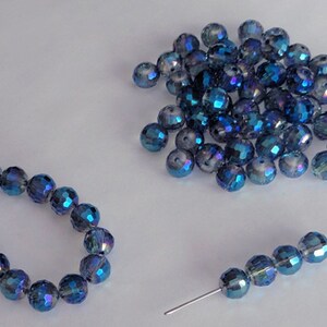 12pc - 6mm Thunder Polish Crystal Blue Light 2X Crystal Facet Disco Ball Spacer Beads