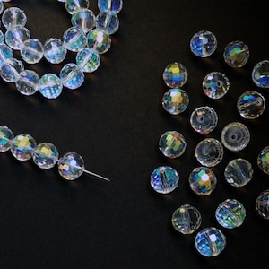12pc - 8mm Thunder Polish Crystal AB 96 Facet Disco Ball Spacer Beads