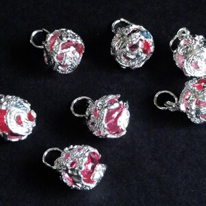 20mm Light Rose Pink Silver Plated Intricate Dragon Wrapped Round Sphere Glass Pendant Charm