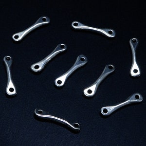 8pc - 21x6mm Tibet / Tibetan Silver Metal Double Hole Connector Focal Spacer Beads