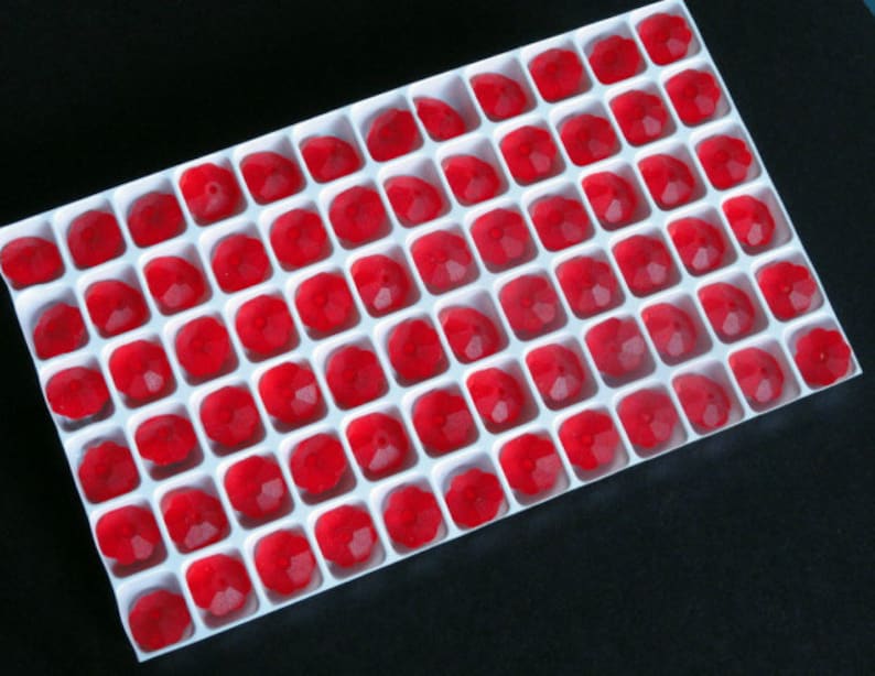 12pc 10mm Preciosa Crystal Light Siam Matte Frosted Margarita Flower Spacer Beads