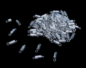 6pc - 15x5mm Silver Plated Barrel Twist Jewelry Clasp Closure
