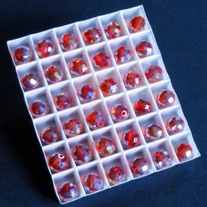 12pc - 8mm Thunder Polish Crystal Siam Red AB 2X 96 Facet Disco Ball Spacer Beads