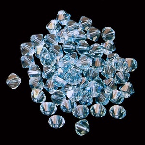 12pc - 6mm Swarovski Crystal Aquamarine BiCone Spacer Beads Style 5301 aka 5328