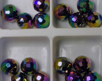 6pc - 10mm Thunder Polish Crystal Vitrail Medium 2X Crystal 96 Facet Disco Ball Spacer Beads