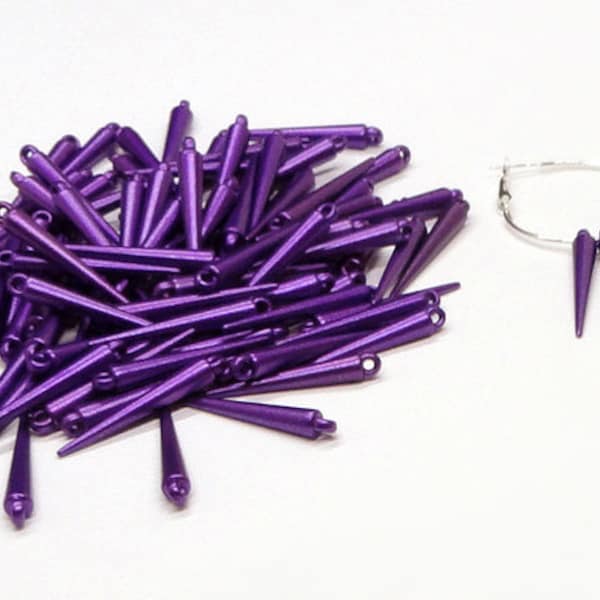 20pc - 22mm METALLIC VIOLET PURPLE Matte Spike Accent Dangle Charm Drop Pendants