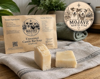 Unscented Castile Bar Soap - Sample / Travel size - Free U.S. Shipping