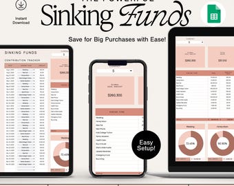 Sinking Funds Tracker Google Sheets | Budget Savings Spreadsheet | Minimalist Finance Template | Money Goal Planner