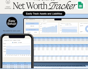 Net Worth Tracker Google Sheets | Personal Finance Spreadsheet | Budget & Wealth Tracker Template | Financial Planner for Money Management