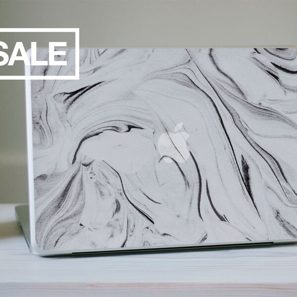 Marble MacBook Decal - Black, White and Grey Vinyl Laptop Skin