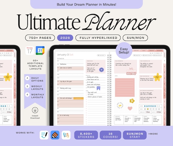 Digital Planner 2026 | ADHD Digital Planner | College Planner | GoodNotes Planner | Notability Planner | Weekly Planner