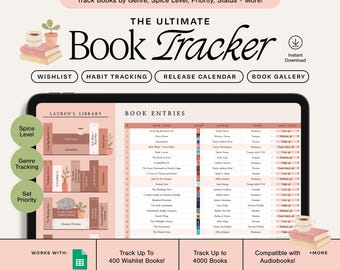 Book Tracker and Reading List • Google Sheets Spreadsheet • Reading Journal • Personal Digital Library
